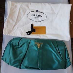 *SOLD* Prada raso satin clutch in teal